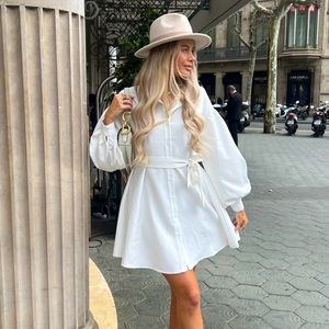 Brand New With Tags White Belted Shirt Mini Dress Perrie Sian Engagement